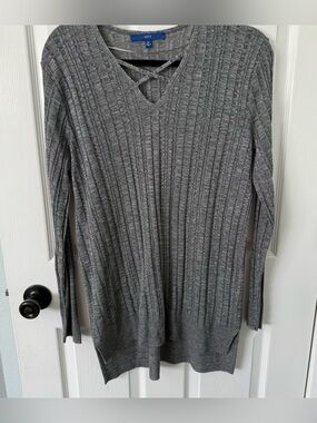 Apt. 9 Criss Cross Neckline Sweater Gray XL